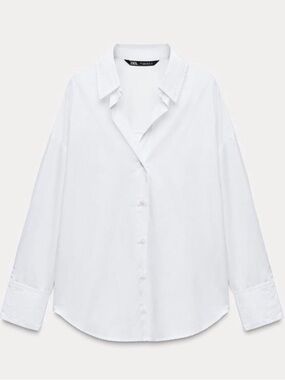 Zara White Oversized Button-Down Shirt